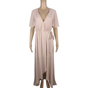 Show Me Your MuMu Dusty Blush Crisp Sophie Wrap Dress S